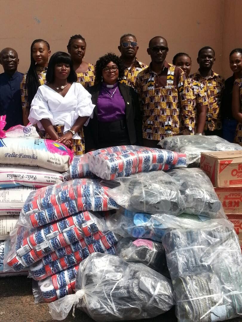 Bulk food and supplies gathered for distribution to a facility.